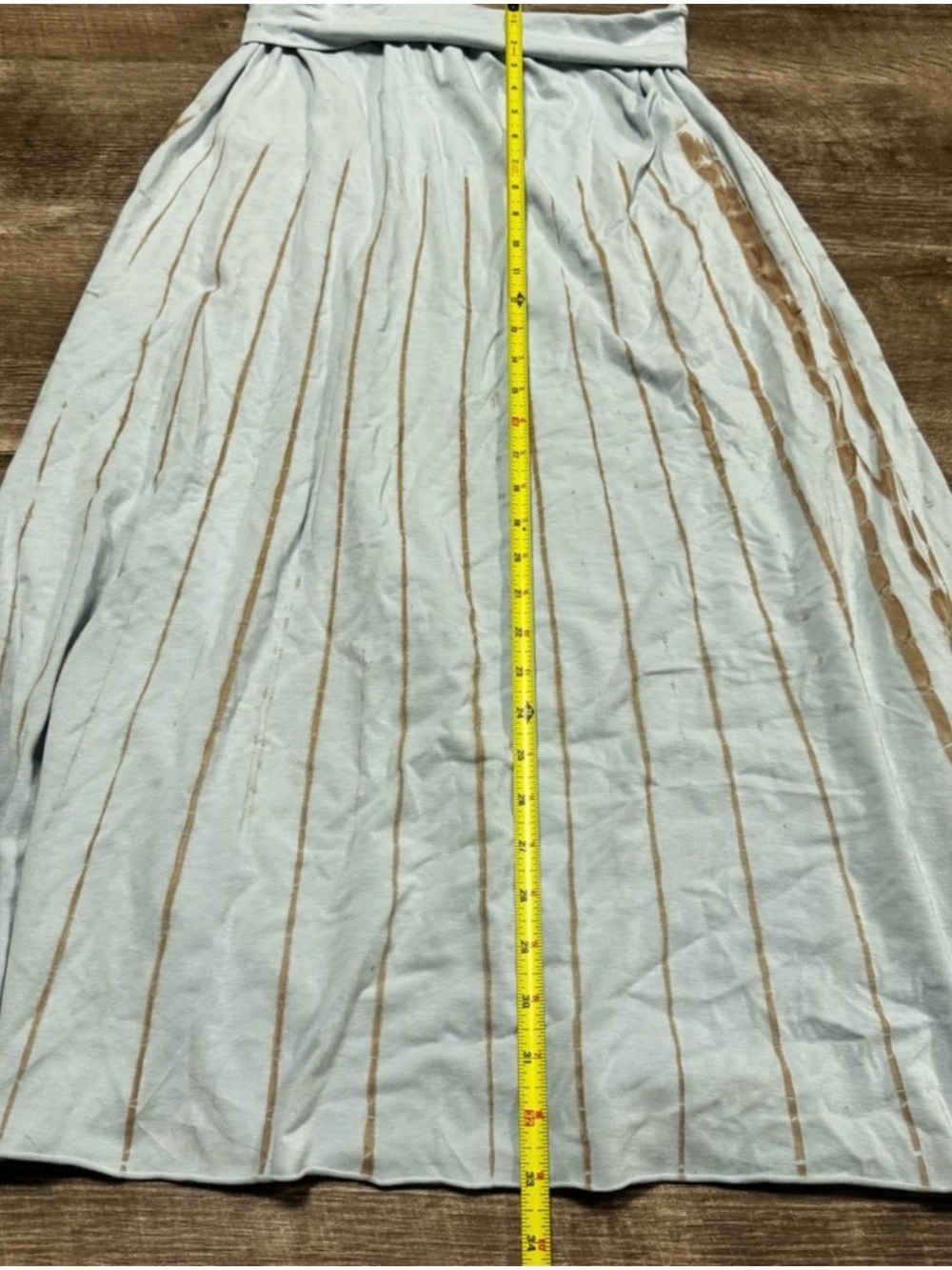 Light Blue and Tan Tie-Dye Maxi Skirt — Women’s Flowing Summer Skirt - Picture 5 of 8